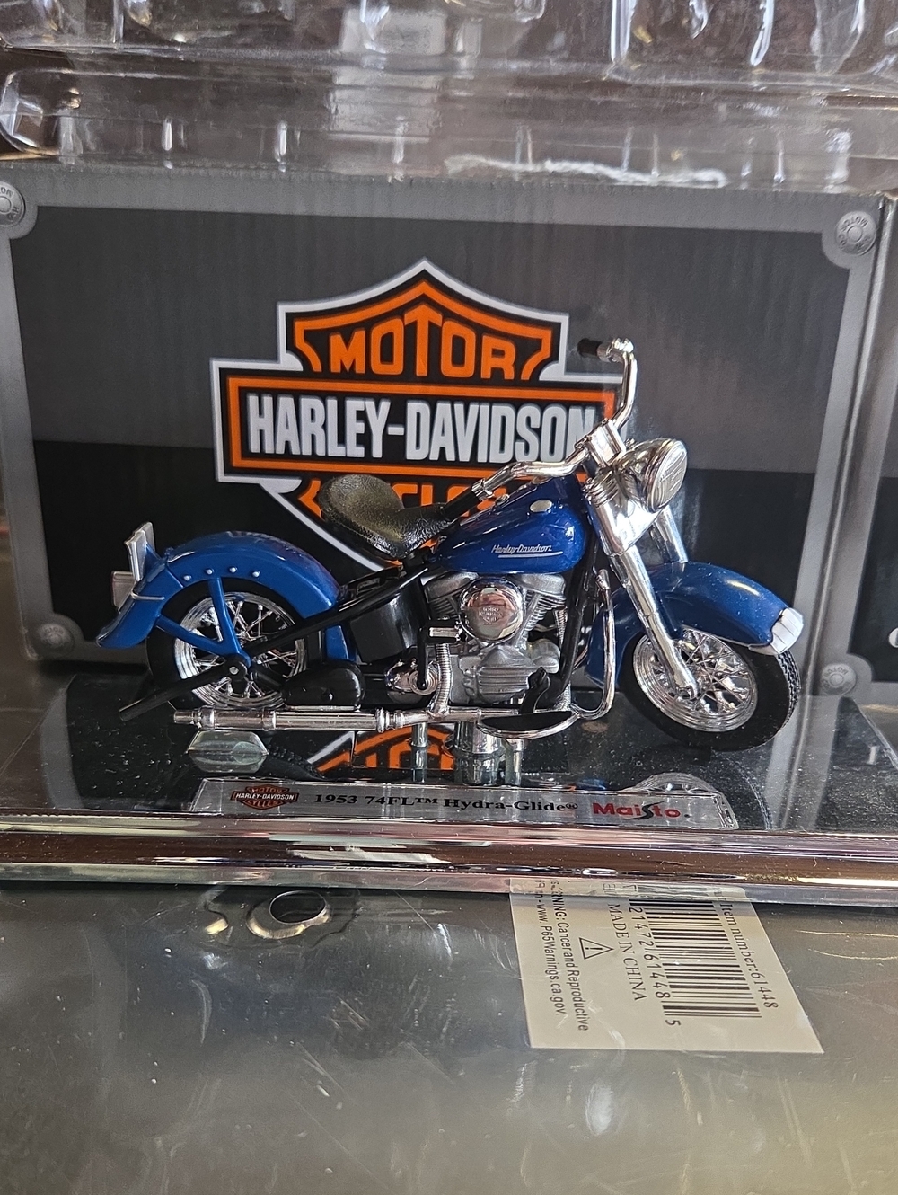 Harley-Davidson Blue and Chrome Die-Cast Motorcycle Model